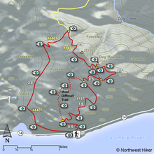 Dog Mountain map showing 3 routes